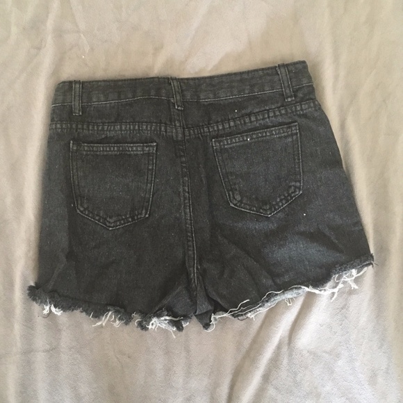 Black Ripped Jean Shorts - Picture 2 of 2